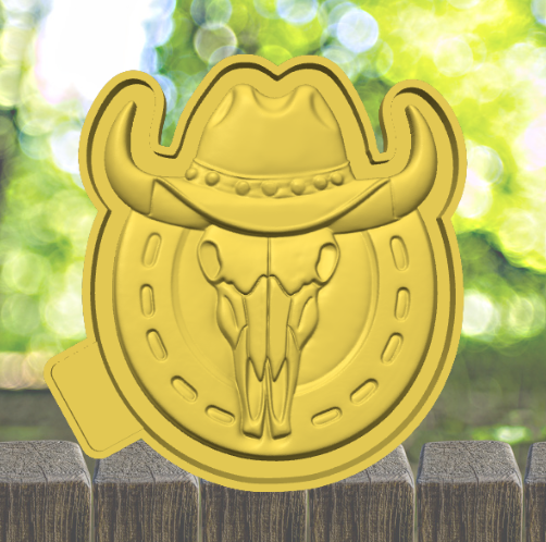 3D Cow Skull with Cowboy Hat